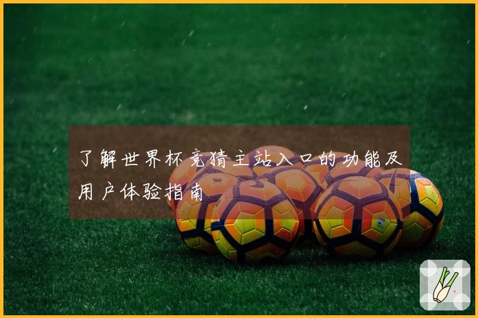 了解世界杯竞猜主站入口的功能及用户体验指南